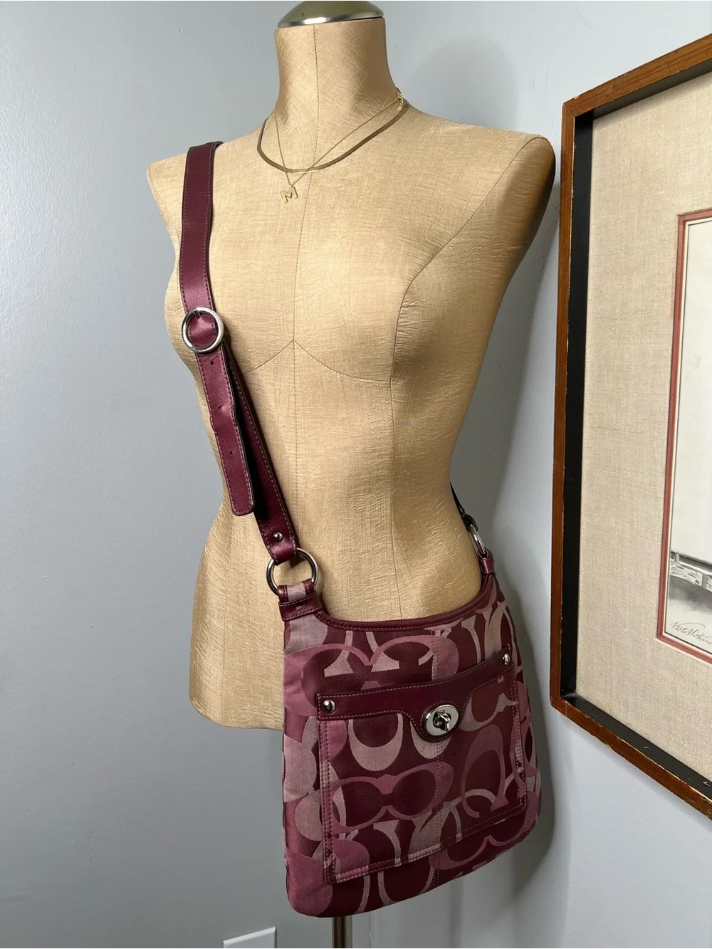 Coach Penelope Optic Signature Hippie Crossbody Bag in a purple/plum color